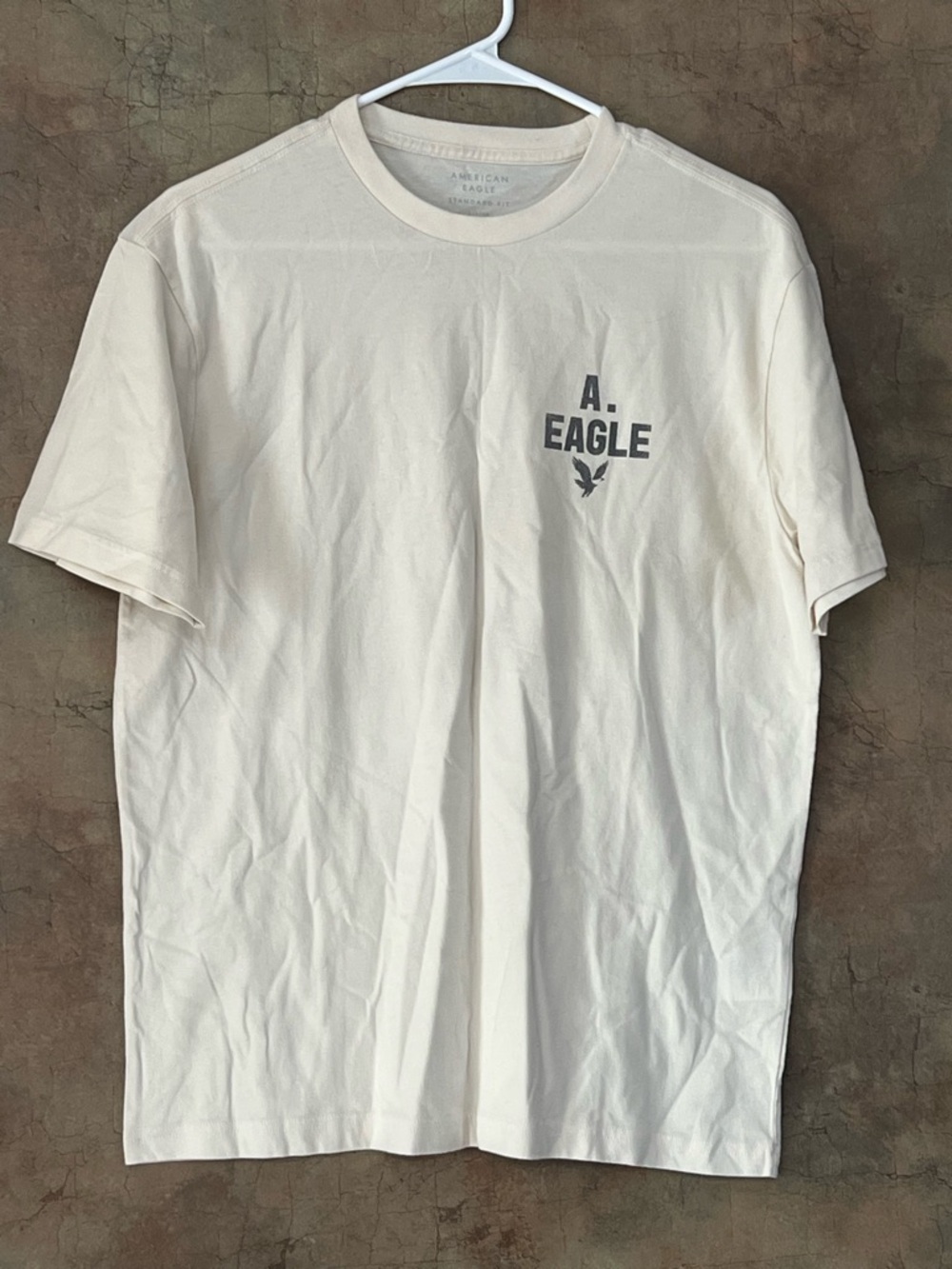American Eagle Outfitters Cream Short-Sleeve Logo Tee